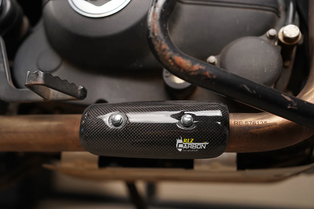 RLZ MOTORSPORT Carbon Fiber Exhaust Cat Pipe Guard for Royal Enfield Himalayan