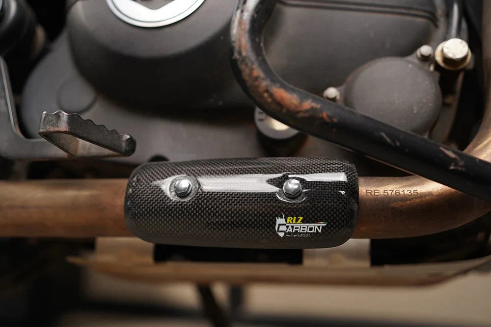 RLZ MOTORSPORT Carbon Fiber Bend Pipe Guard for Royal Enfield Himalayan