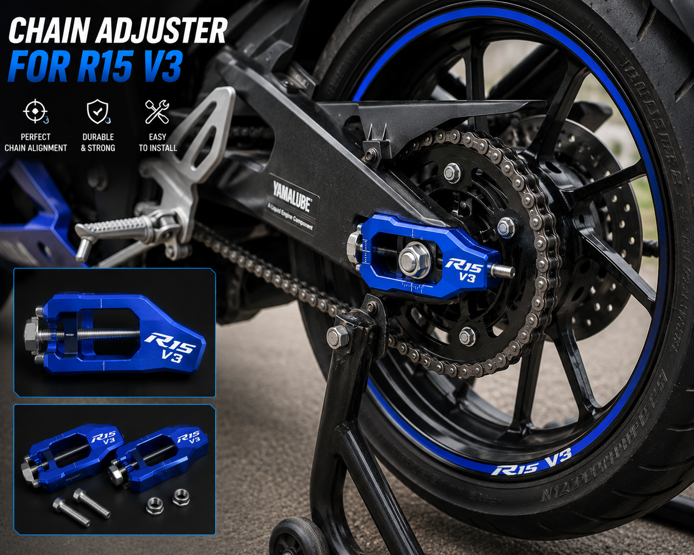 Chain Adjuster for R15 V3 - Blue